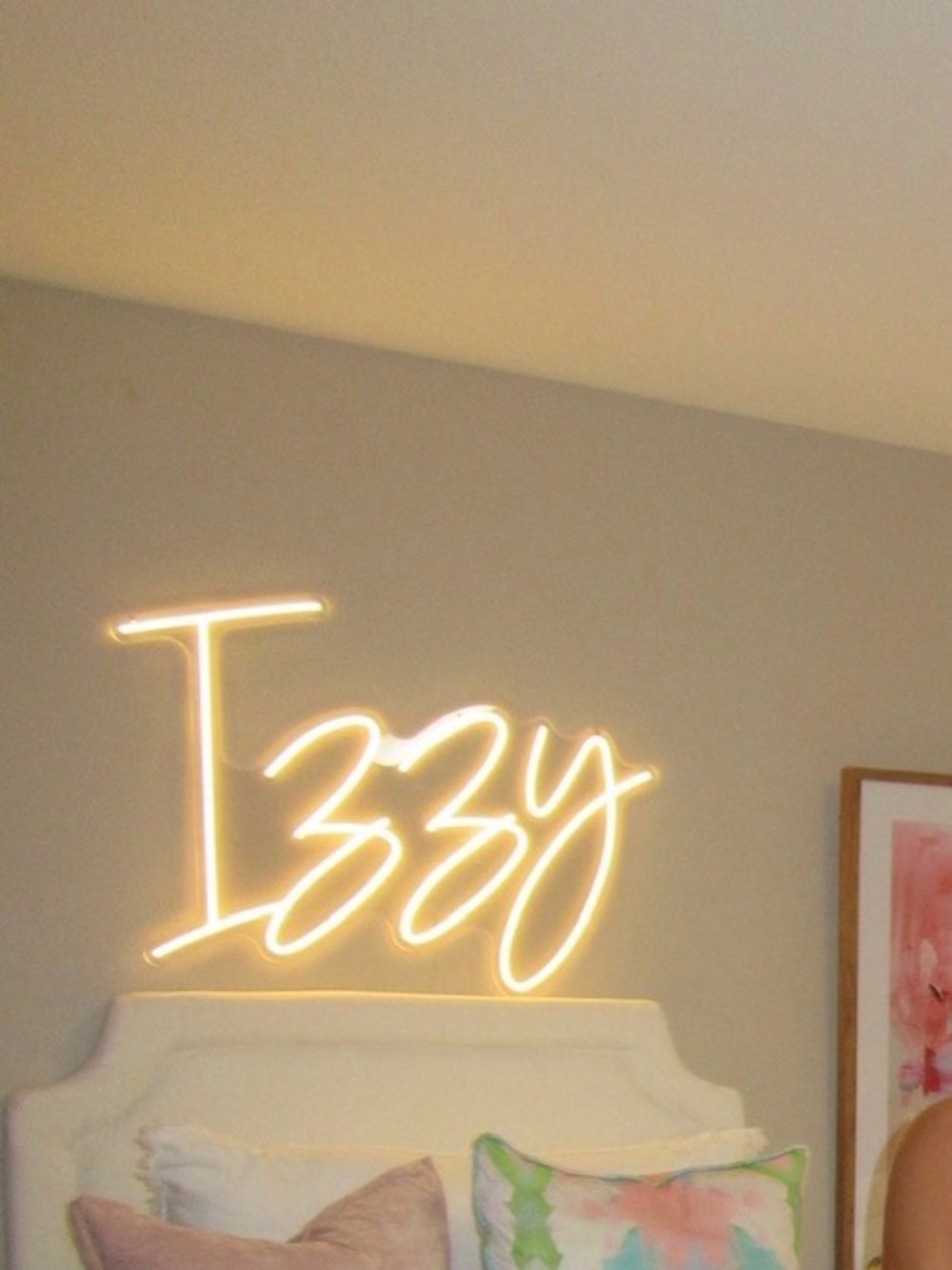 Custom Izzy Neon Wall Sign - Warm White Script LED